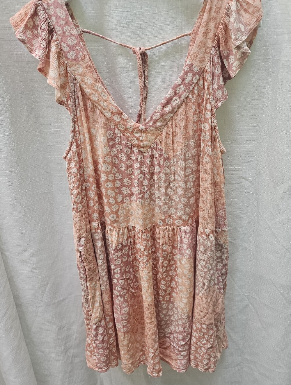 Promesa Peach Floral Tiered Swim Coverup Dress Women's Size Medium